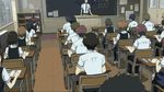  animated animated_gif another classroom dancing eyepatch lowres misaki_mei pulp_fiction sakakibara_kouichi school_uniform 