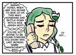  comic commentary drsunshine frog green_hair kochiya_sanae lowres phone solo touhou yiddish 