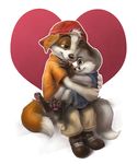  &hearts; &lt;3 anthro backwards_baseball_cap canine cub cute dog duo fox hat hug mammal silverfox5213 young 