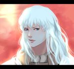  androgynous armor berserk blue_eyes crouton256 griffith letterboxed lips long_hair male_focus solo white_hair 