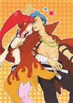  absurdres blue_hair couple highres kamina red_hair tattoo tengen_toppa_gurren_lagann yoko_littner yoko_ritona 