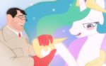  blush couple crown equine eyewear female friendship_is_magic glasses gloves hooves horn male medic medic_(team_fortress_2) my_little_pony princess_celestia_(mlp) romantic team_fortress_2 winged_unicorn wings 