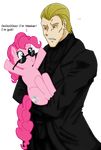 albert_wesker capcom couple crossover dialogue equine eyewear female friendship_is_magic horse human male my_little_pony pinkie_pie_(mlp) resident_evil sunglasses 