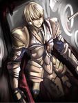  armor blonde_hair blood earrings fate/stay_night fate_(series) gate_of_babylon gilgamesh hair_down jewelry kabaneneko male_focus red_eyes 