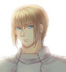  armor bedivere blonde_hair blue_eyes braid earrings fate/stay_night fate_(series) jewelry kanmuri_(hanyifan30338) male_focus ponytail portrait solo white_background 
