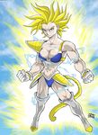  abs armor biceps boots breasts cleavage dragonball dragonball_z fan_character female monkey_tail muscles muscular_female saiyan super_saiyan tail unconvincing_armor 