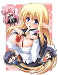  3girls :&lt; :d ;d ^_^ between_breasts blonde_hair blue_eyes blush_stickers box breasts cape chestnut_mouth chibi closed_eyes closed_mouth elf engrish gift_between_breasts happy_valentine heart-shaped_box highres hiraga_saito large_breasts long_hair louise_francoise_le_blanc_de_la_valliere maid multiple_girls one_eye_closed open_mouth pointy_ears ranguage shinshin siesta smile tiffania_westwood v-shaped_eyebrows valentine zero_no_tsukaima 