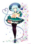  bad_id bad_pixiv_id bare_shoulders black_legwear frills green_eyes hair_ornament hat heart heart-shaped_pupils komeiji_koishi satonishi solo standing symbol-shaped_pupils thighhighs third_eye touhou zettai_ryouiki 