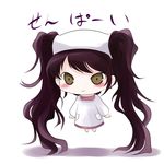  blush brown_eyes brown_hair chibi earrings hat jewelry kujikawa_rise persona persona_4 prehensile_hair smile solo translated two_side_up yume_shokunin 