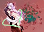  1girl al_azif bow daijuuji_kurou demonbane hair_bow hair_ribbon heart kabane_(follabi) long_hair purple_hair ribbon thighhighs 