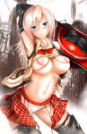  alisa_ilinichina_amiella areolae black_legwear blonde_hair blue_eyes boots breasts dress god_eater god_eater_2:_rage_burst inverted_nipples large_areolae long_hair medium_breasts nipples nonoririn panties plaid plaid_dress skirt thigh_boots thighhighs torn_clothes underboob underwear 