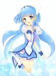  aoki_reika aqua_background bad_id bad_pixiv_id blue blue_eyes blue_hair blue_skirt boots choker cure_beauty full_body gradient gradient_background head_wings heart jumping long_hair magical_girl migihiko precure skirt smile smile_precure! solo tiara white_background wrist_cuffs 