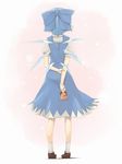  blue_hair bow cirno dress from_behind hair_bow kawashina_(momen_silicon) short_hair solo touhou when_you_see_it wings 