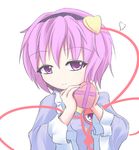  eyeball gift hairband heart komeiji_satori lv21 pink_eyes pink_hair purple_eyes short_hair smile solo third_eye touhou upper_body wide_sleeves 