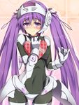  blush bodysuit box cookie_(majikoi) gloves heart-shaped_box highres long_hair maji_de_watashi_ni_koi_shinasai! maji_de_watashi_ni_koi_shinasai!_s nanase_nanami purple_eyes purple_hair solo twintails valentine very_long_hair 