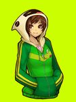  brown_eyes brown_hair hood hoodie persona persona_4 satonaka_chie short_hair solo taru_neko tomoe_(persona_4) 