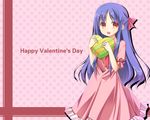  amemiya_ruki blue_hair bow box dress hair_bow happy_valentine heart heart-shaped_box heart-shaped_pupils long_hair original solo symbol-shaped_pupils valentine 