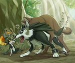  anal anal_penetration blue_eyes breasts canine dog doggy_position female feral from_behind gay imp link link_(wolf_form) male midna penetration red_eyes sex sweat the_legend_of_zelda twilight_princess two_tone_hair unknown_artist video_games wolf 