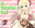  &lt;3 blonde_hair breasts chocolate green_eyes heart large_breasts official_art senran_kagura senran_kagura_(series) valentine yaegashi_nan yomi_(senran_kagura) 