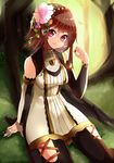  bad_id bad_pixiv_id brown_hair flower hair_flower hair_ornament koko_shiguma original sitting solo 