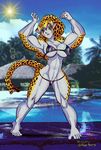  anthro biceps big_thighs bikini breasts brittany_diggers cheetah clothed clothing feline female flexing fred_perry gold_digger lon40 mammal mountain muscles muscular_female navel pose skimpy solo sun swimsuit thick_thighs tight_clothing 
