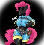  anthro anthrofied big_breasts breasts camel_toe clothed clothing cutie_mark equine female friendship_is_magic grab hair horse long_hair mammal my_little_pony nipples pink_hair pinkie_pie_(mlp) pony pyro_(team_fortress_2) solo tail team_fortress_2 zajice 