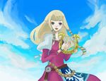  bad_id bad_pixiv_id belt blonde_hair blue_eyes bracelet hachimoka harp instrument jewelry long_hair pointy_ears princess_zelda smile solo the_legend_of_zelda the_legend_of_zelda:_skyward_sword 