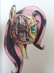  blood cyborg damage equine female fluttershy_(mlp) friendship_is_magic horse looking_at_viewer mammal my_little_pony nightmare_fuel pegasus pony robotic_reveal teeth terminator tissue wings 