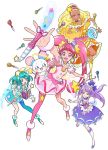  4girls amamiya_erena boots cure_milky cure_selene cure_soleil cure_star fuwa_(precure) hagoromo_lala hoshina_hikaru kaguya_madoka multiple_girls official_art precure prunce_(precure) star_twinkle_precure thigh_boots thighhighs 