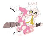  1boy 1girl aftersex black_gloves blush boots crown cum cum_in_pussy domino_mask fingerless_gloves full_body gloves gradient_hair hime_(splatoon) lying mask multicolored_hair on_side open_mouth pantyhose penis pink_hair pink_legwear pussy shaking short_hair simple_background sketch sleeveless smile splatoon splatoon_(series) splatoon_2 spread_legs stormcow tentacle thick_eyebrows torn_clothes torn_pantyhose white_background white_hair 