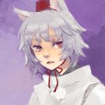  animal_ears face hat inubashiri_momiji kno_(anahita) short_hair solo tokin_hat touhou white_hair wolf_ears 