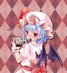  bat_wings blue_hair blush chocolate chocolate_heart food_in_mouth heart irori md5_mismatch red_eyes remilia_scarlet short_hair solo tears tongue touhou valentine wings wrist_cuffs 