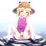  bad_id bad_pixiv_id blonde_hair blue_eyes hat inuga_anahoru mary_janes moriya_suwako open_mouth panties pussy_juice shoes sitting solo spread_legs striped striped_panties thighhighs touhou underwear wet wet_clothes wet_panties 