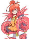  :d choker cure_sunny grin gundam gundam_age gundam_age-1 gundam_age-1_titus hino_akane_(smile_precure!) kannagi_kaname looking_at_viewer looking_down magical_girl mecha mecha_musume mechanical_arms mechanical_legs open_mouth orange_(color) orange_choker orange_hair orange_skirt precure red_eyes short_hair simple_background sketch skirt smile smile_precure! solo standing v-shaped_eyebrows white_background 