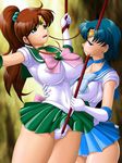  2girls bdsm bishoujo_senshi_sailor_moon bondage bound breast_bondage breasts cameltoe crotch_rope highres huge_breasts kino_makoto mizuno_ami multiple_girls onoe rope sailor_jupiter sailor_mercury smile tight tight_clothes yuri 