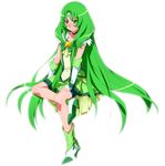  1girl alternate_hairstyle bike_shorts blush boots choker cure_march eyelashes green green_choker green_eyes green_hair green_shorts green_skirt hair_down long_hair magical_girl midorikawa_nao precure ribbon shorts shorts_under_skirt skirt smile_precure! solo white_background 