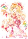  blonde_hair female flandre_scarlet highres legomaru red_eyes short_hair solo the_embodiment_of_scarlet_devil touhou traditional_media wings 