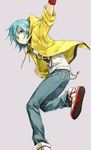  bad_id bad_pixiv_id casual denim green_hair hood hoodie inazuma_eleven_(series) inazuma_eleven_go jeans kariya_masaki kyou_(nodobotokemax) male_focus pants smile solo yellow_eyes 