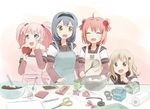  :d :o ^_^ ahoge akaza_akari apron baking blonde_hair blue_eyes blue_hair bowl braid brown_eyes chocolate closed_eyes cookie_cutter cooking double_bun furutani_himawari hair_bobbles hair_bun hair_ornament hairband hairclip multiple_girls nanamori_school_uniform official_style oomuro_sakurako open_mouth pink_hair red_hair school_uniform scissors serafuku smile twin_braids twintails unyon v-shaped_eyebrows valentine whisk yoshikawa_chinatsu yuru_yuri 