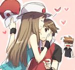  1girl 2boys blue_(pokemon) brown_hair couple leaf_(pokemon) lowres multiple_boys no_hat ookido_green pokemon red_(pokemon) 