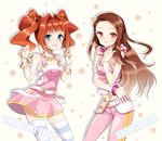  anz blue_eyes bracelet brown_hair female idolmaster jewelry long_hair minase_iori necklace open_mouth orange_hair pink_eyes smile star takatsuki_yayoi twintails 