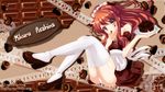  apron asahina_mikuru bare_shoulders brown_eyes brown_hair cake chocolate chocolate_cake food highres long_hair maid solo suzumiya_haruhi_no_yuuutsu thighhighs y@mato 