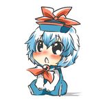  :&lt; :o baby black_eyes blue_hair blush chibi hat kamishirasawa_keine rebecca_(keinelove) short_hair solo touhou younger 