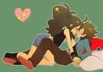 1boy 1girl akakinndaiya assertive blush brown_hair couple incipient_kiss incoming_kiss incomming_kiss lowres pokemon pokemon_(game) pokemon_bw touko_(pokemon) touya_(pokemon) 