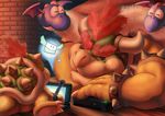  anthro bandanna blanket bowser bowser_jr. child collar computer cute eyes_closed father flying hair horn koopa koopa_kid male mario_bros masabowser nap nintendo nintendo_3ds overweight parent prince reptile resting royalty scalie shell sleeping son spikes turtle video_games wings young 