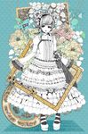  dress flower frills gothic_lolita hiwako_(liquid) lolita_fashion original partially_colored solo too_many too_many_frills 