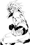  claws demon enja highres male male_focus monochrome muscle samurai_spirits smile snk white_background 