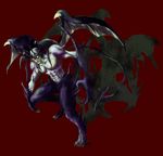  claws demon demon_tail demon_wings devilman fangs fudou_akira highres monster red_background tail wings 