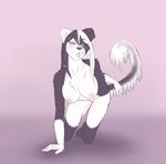  breasts canine female hair mammal nipples pink_background plain_background solo tail theunreal two_tone_hair yellow_eyes 