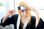  ari_(model) blonde_hair cosplay deidara handmouth headband naruto naruto_shippuuden photo 